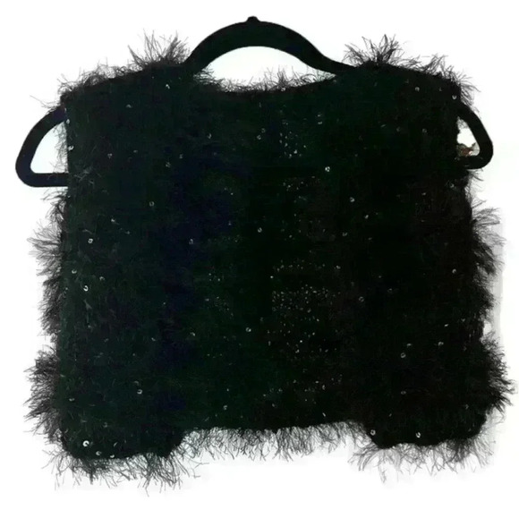 Hand crocheted black silvery open front cardigan - small - Picture 3 of 3